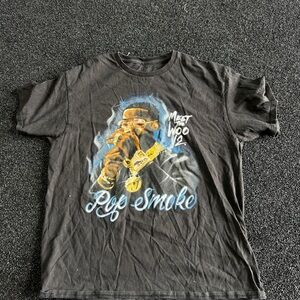 Black Graphic Tee with Pop Smoke Design